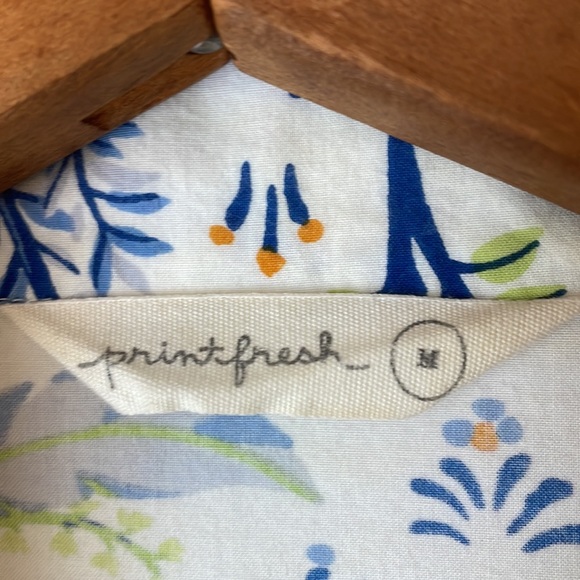 Printfresh Cotton Poplin Short Sleeve Notch Collar Pajama Top courtyard camel M - Picture 4 of 7